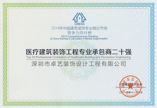 卓艺装饰荣获 医疗建筑装饰工程专业承包商二十强